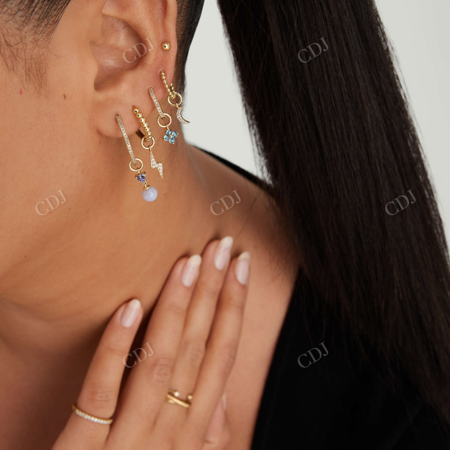 Lightning Bolt 18k Gold Single Earring With Diamonds  customdiamjewel   