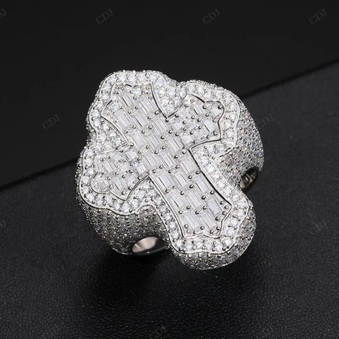 Hip Hop Custom Baguette Cross Ring For Men's hip hop jewelry CustomDiamJewel
