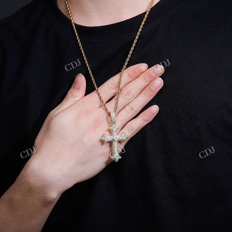 Custom Fully Iced Out Cross Diamond Pendant hip hop jewelry CustomDiamJewel
