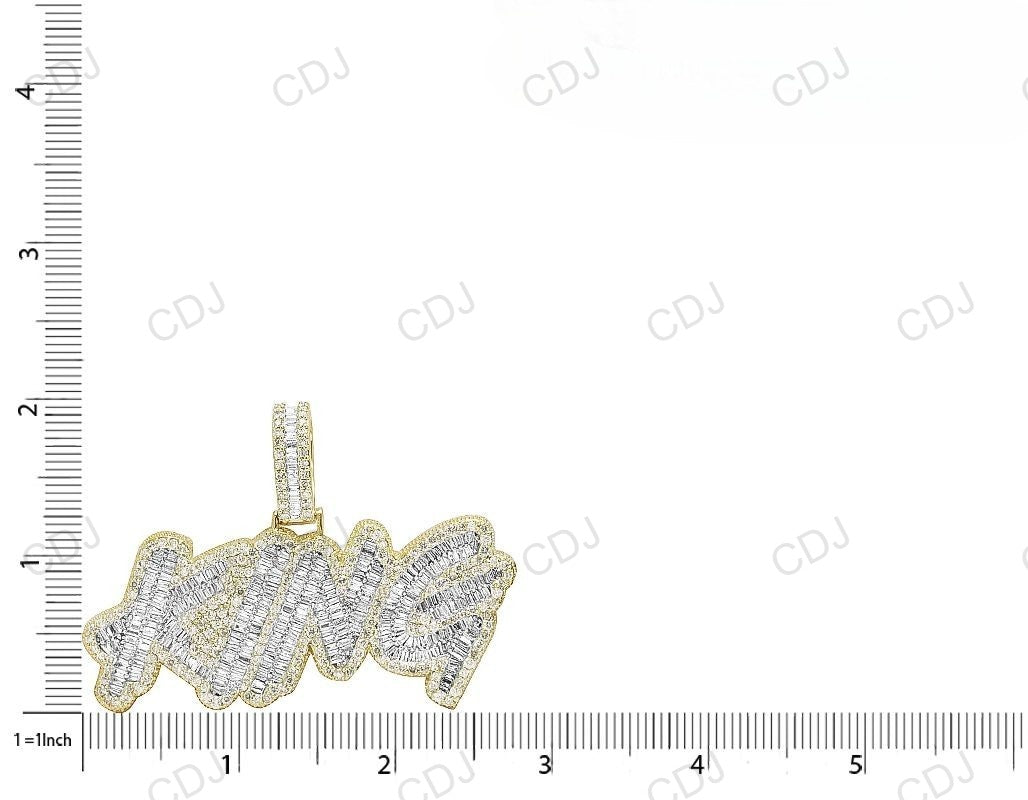 925 Silver Baguette Diamond King Letter Pendant hip hop jewelry CustomDiamJewel