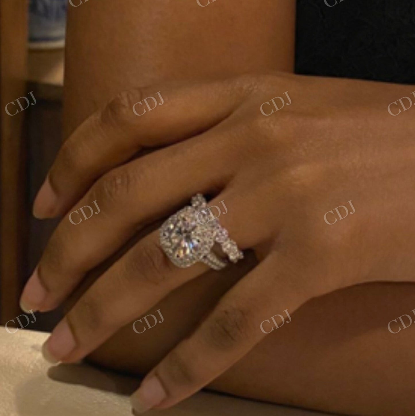 Round Cut Moissanite Eternity Engagement Ring  customdiamjewel   