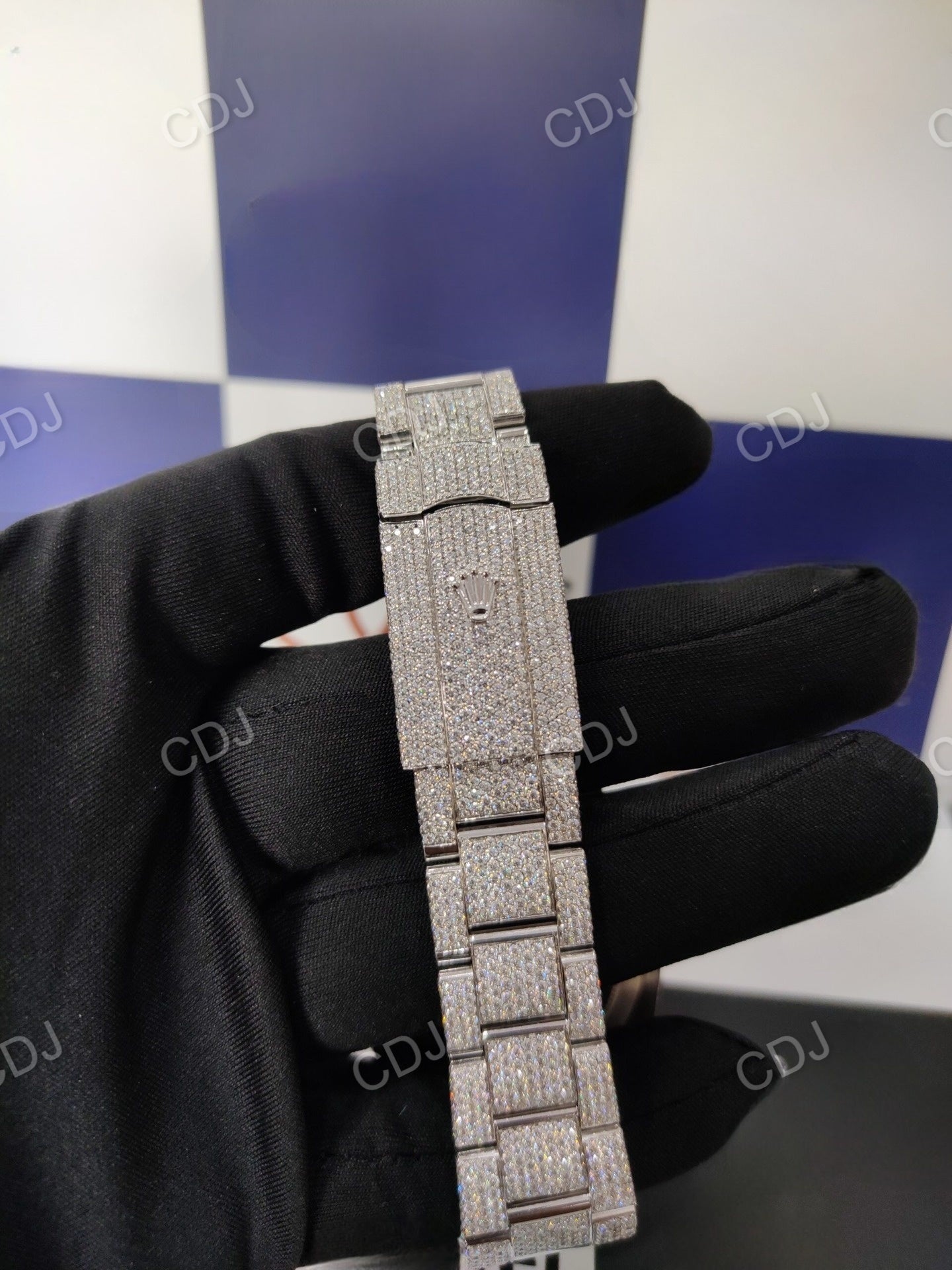 Custom Classic Full Studded Stainless Steel Automatic Roman Dial Watch customdiamjewel