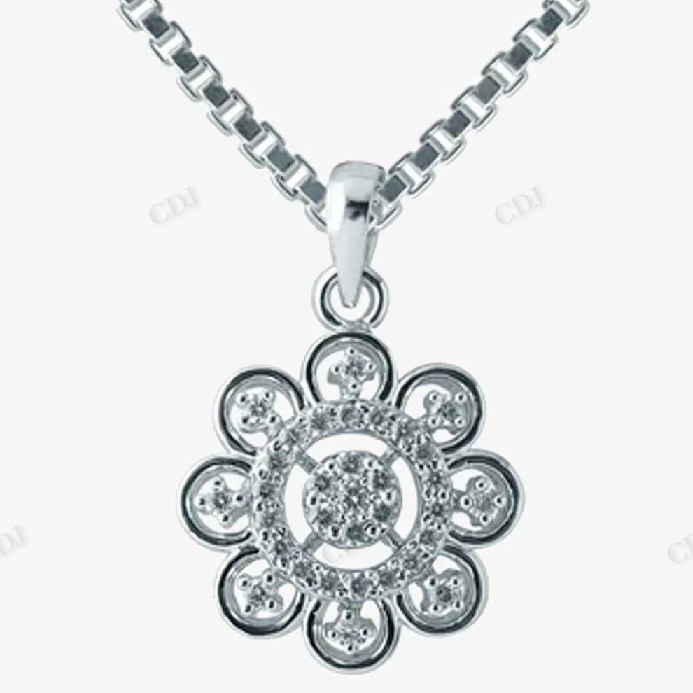 Sterling Silver Moissanite Elegant Flower Shape Pendant hip hop jewelry CustomDiamJewel