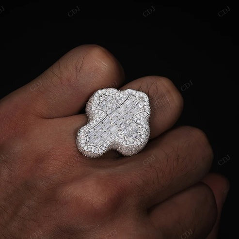 Hip Hop Custom Baguette Cross Ring For Men's hip hop jewelry CustomDiamJewel