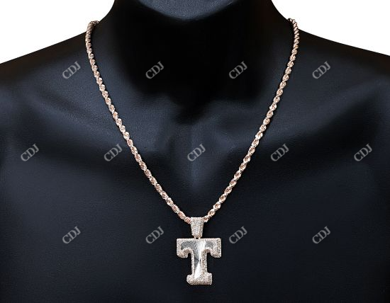 S925 Silver Letter T Moissanite Diamond Initial Pendant hip hop jewelry CustomDiamJewel