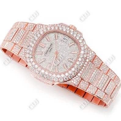 Hip Hop ETA Swiss Movement Patek Philippe Moissanite Watch customdiamjewel