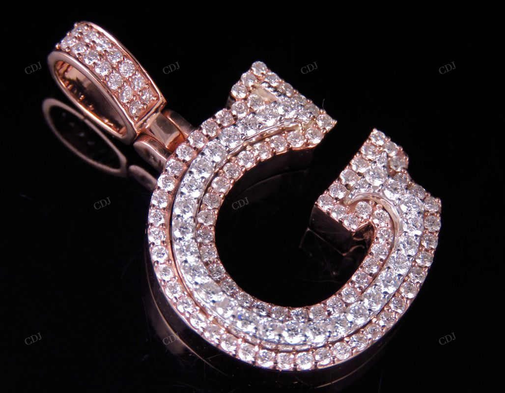 1.5" 1.8 CTW 10K Gold Natural Diamond Initial G Letter Pendant customdiamjewel