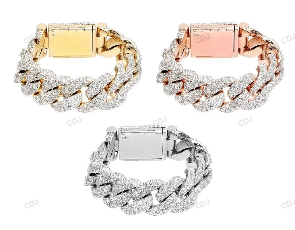 Hip Hop Style Silver Mosaic Setting Cuban Bracelet hip hop jewelry customdiamjewel