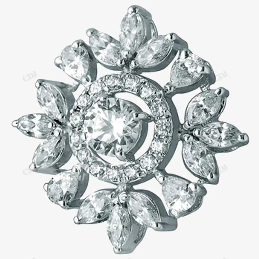 Elegant Flower Shape Moissanite Pendant hip hop jewelry CustomDiamJewel