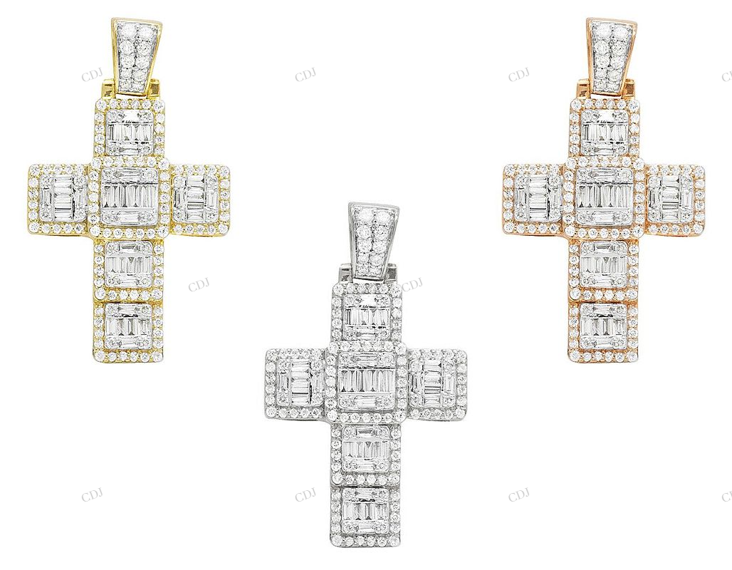 10K Yellow Gold Luxury Cross Pendant hip hop jewelry CustomDiamJewel
