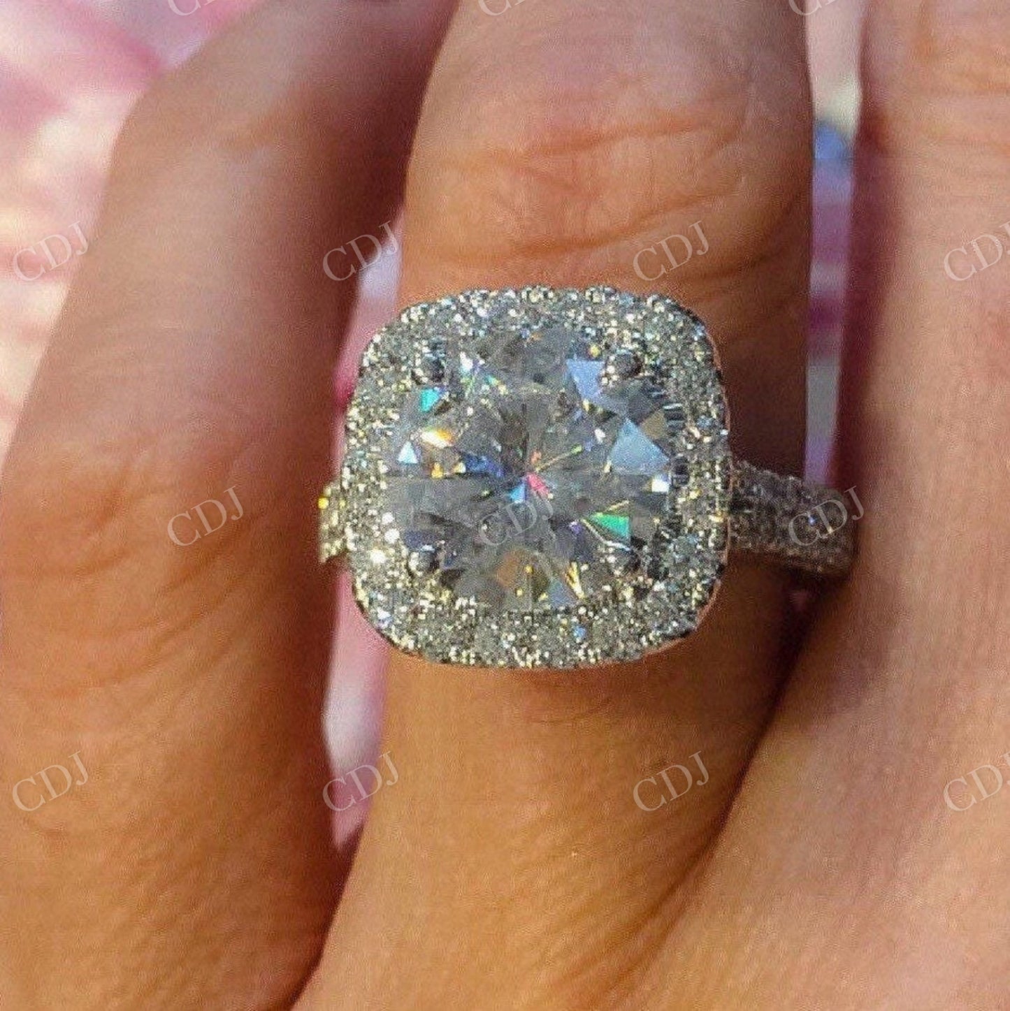 Round Cut Moissanite Eternity Engagement Ring  customdiamjewel   