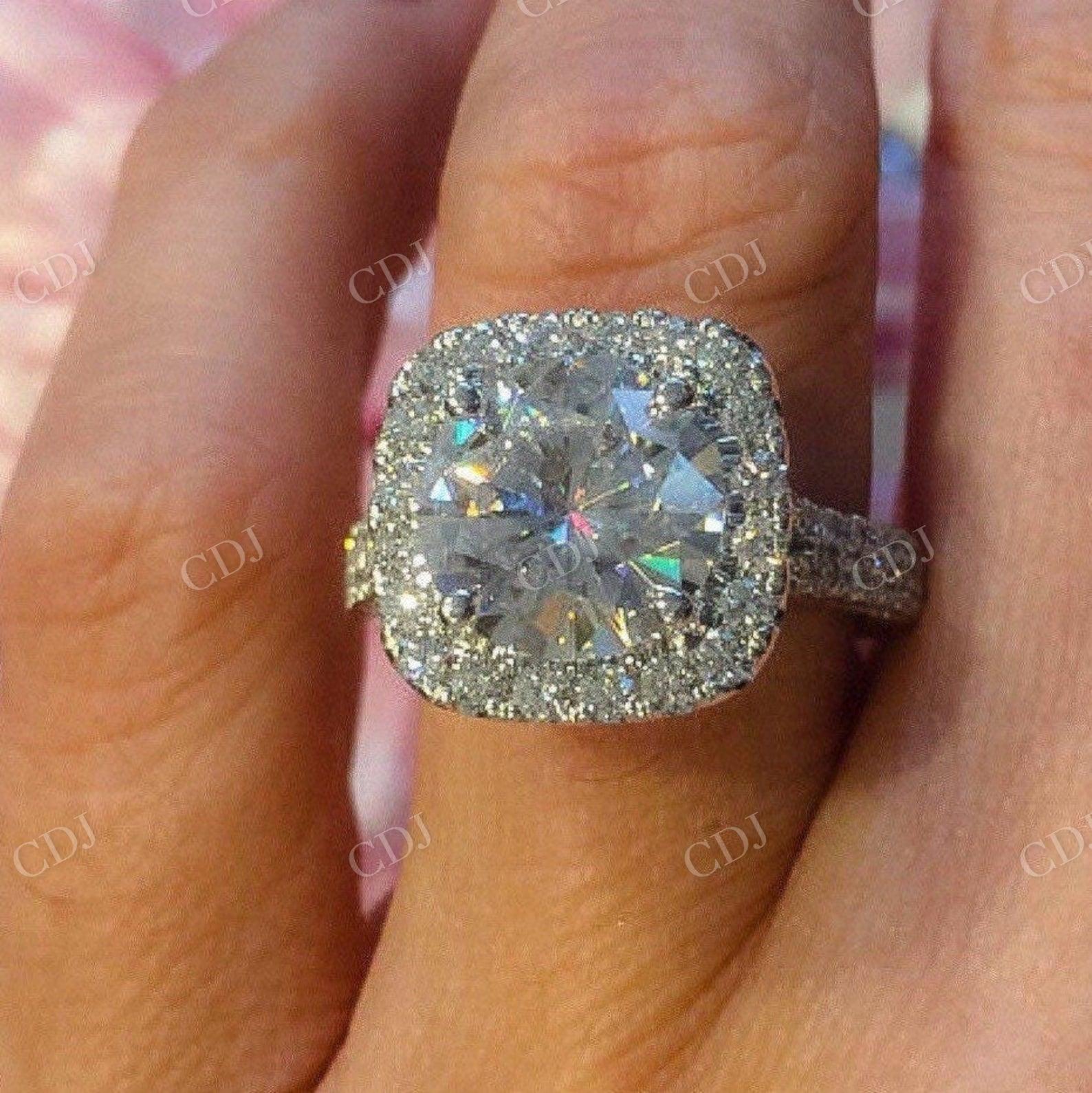 Round Cut Moissanite Eternity Engagement Ring  customdiamjewel   