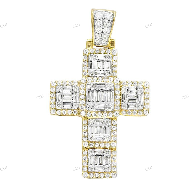 10K Yellow Gold Luxury Cross Pendant hip hop jewelry CustomDiamJewel