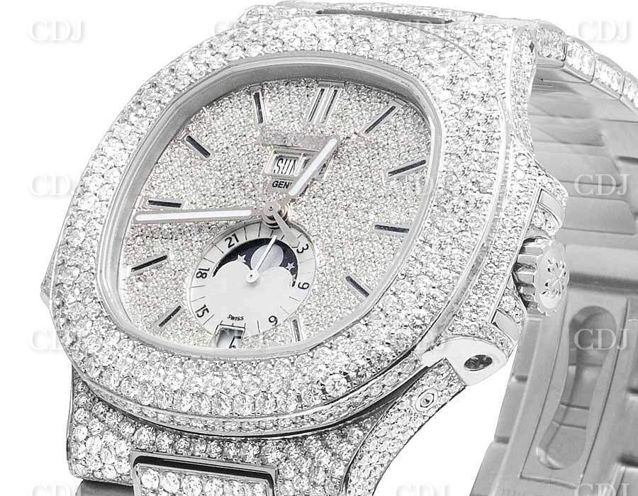 Iced Out Moissanite Patek Philippe Stainless Steel Men's Watch customdiamjewel
