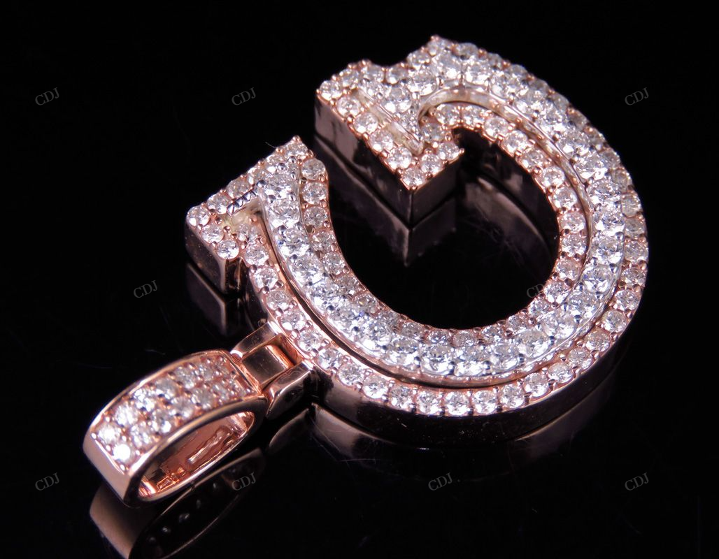1.5" 1.8 CTW 10K Gold Natural Diamond Initial G Letter Pendant customdiamjewel