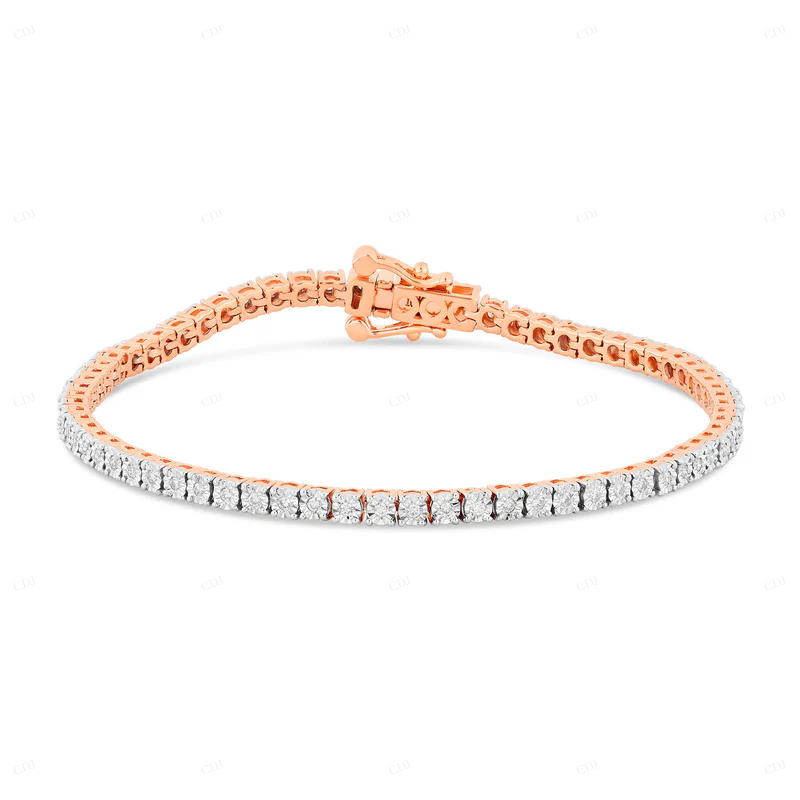 14k Gold Lab Grown Diamond Tennis Bracelets For Women CustomDiamJewel