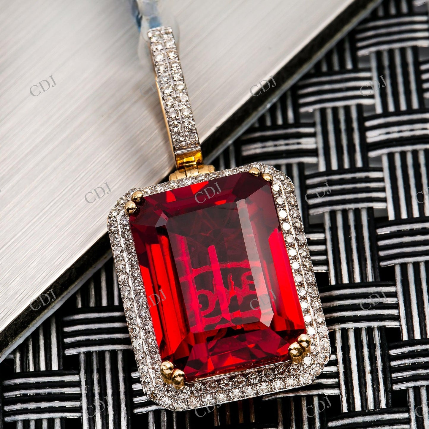 Sparkling 925 Silver Moissanite Ruby Pendant Hip Hop Pendent customdiamjewel