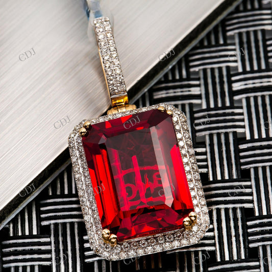 Sparkling 925 Silver Moissanite Ruby Pendant Hip Hop Pendent customdiamjewel