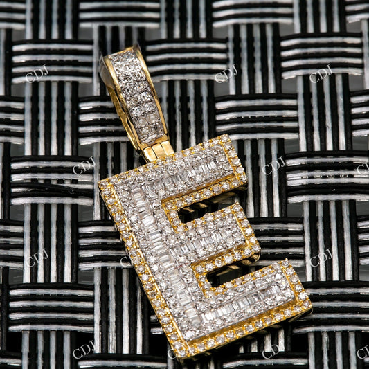 Round & Baguette Moissanite 925 Silver "E" Pendant Hip Hop Pendent customdiamjewel