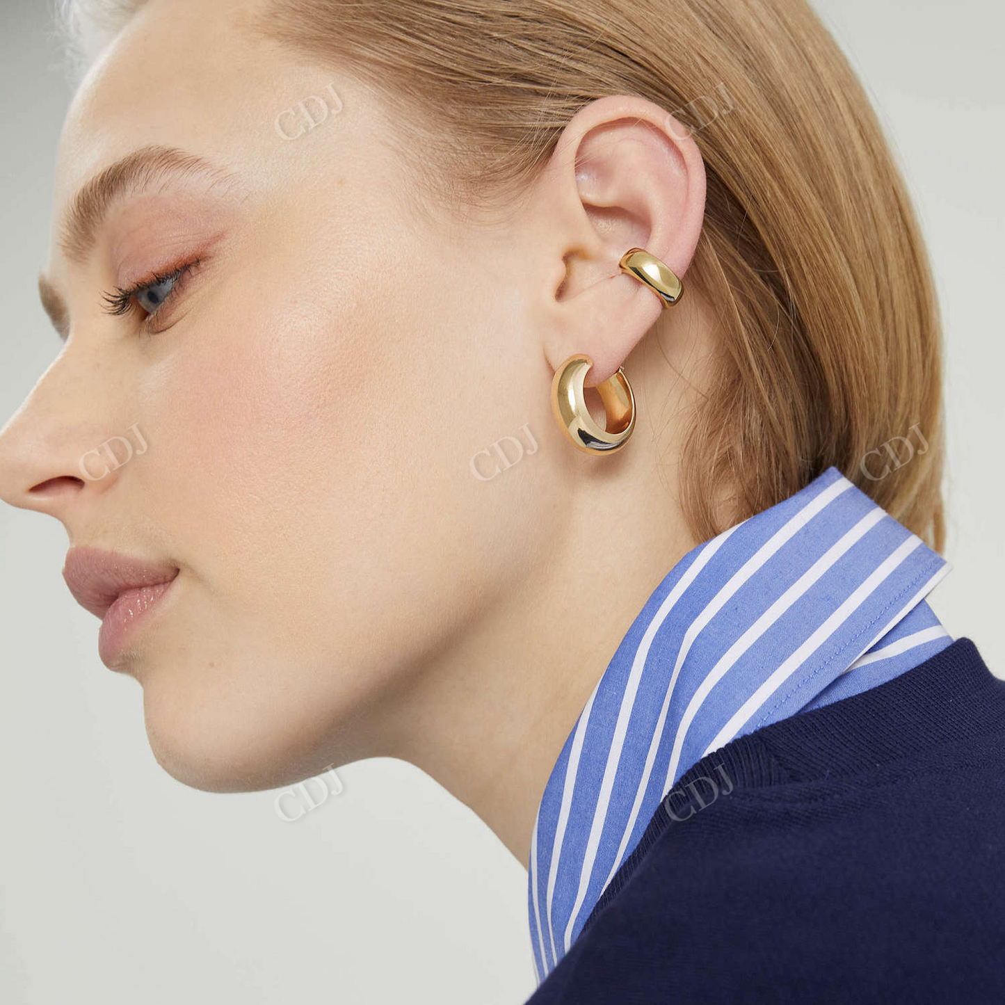 14K Solid Gold Marshmallow Cuff Earrings