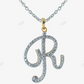 Custom Gold Plated Initial Letter R Moissanite Pendant hip hop jewelry CustomDiamJewel