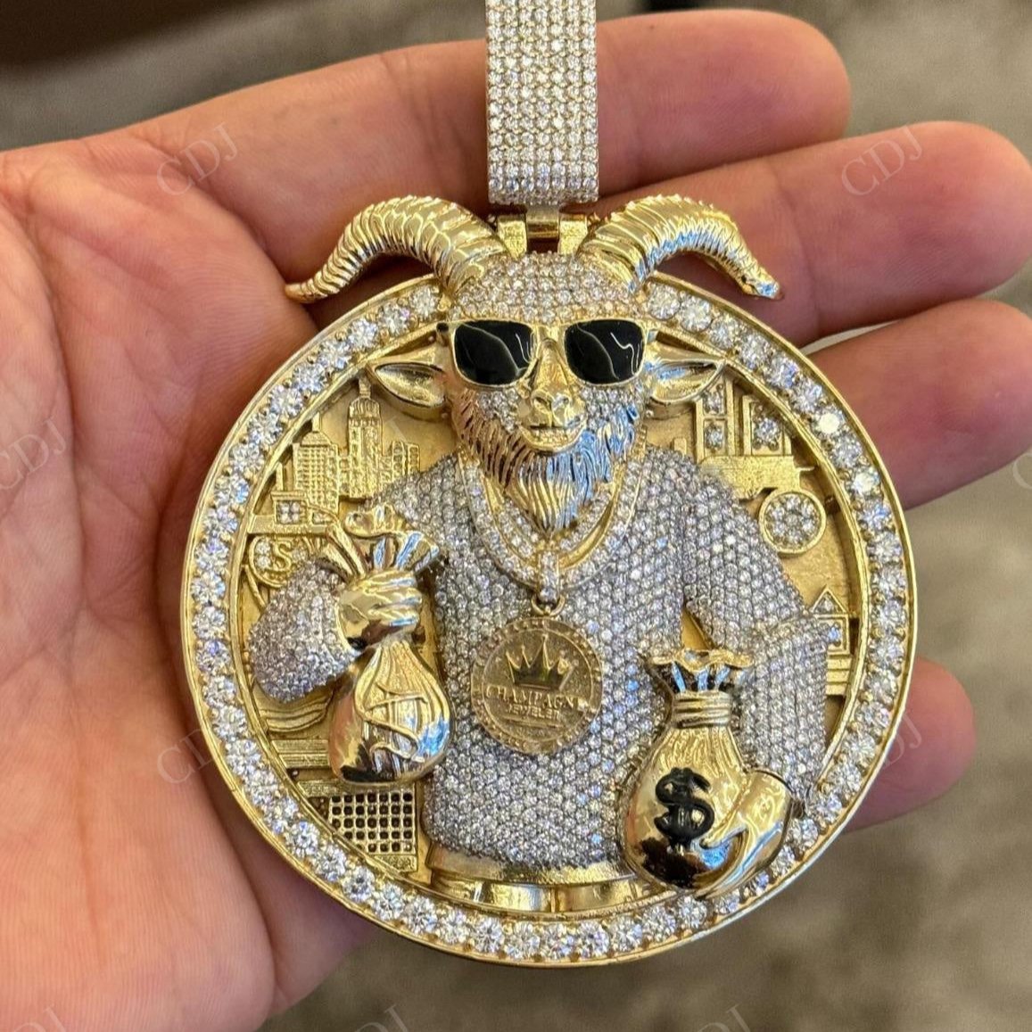 Round Custom Hip Hop Iced Out Pendant Atlanta Wholesale