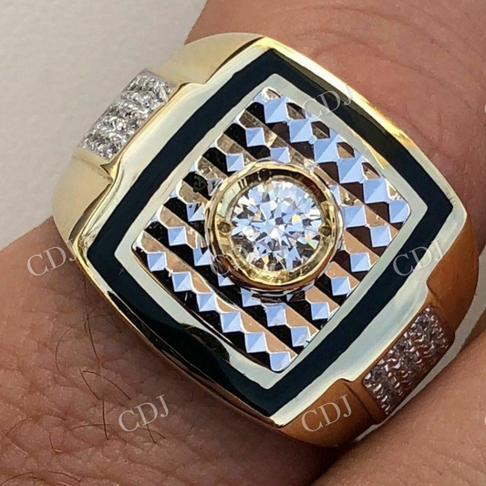 14K Solid Gold Round Cut Hip Hop Ring  customdiamjewel   