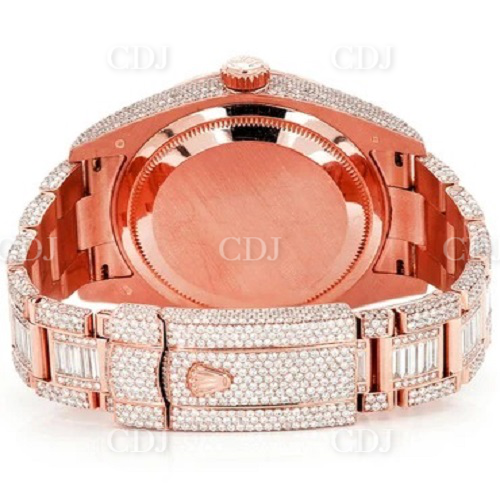 Rolex Round and Baguette Diamond Hip Hop Style Iced Out Watch customdiamjewel
