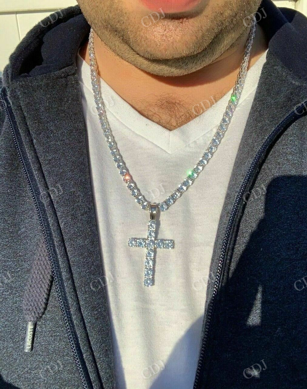 Cross Icy Bust Down Pendant  customdiamjewel   
