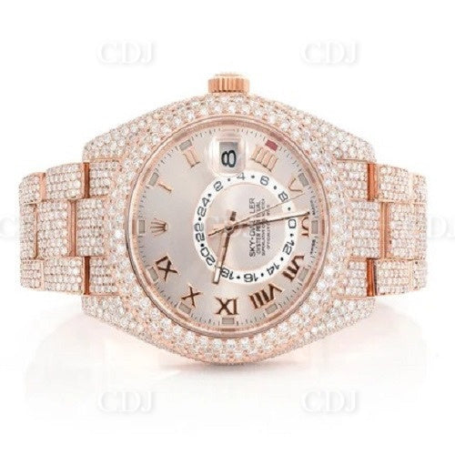 Antique Rose Roman Dial Hip Hop Rolex Diamond Watch For Men and Women customdiamjewel