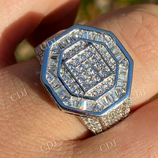Octangle Shaped Men's Iced Out Hip Hop Ring  customdiamjewel   