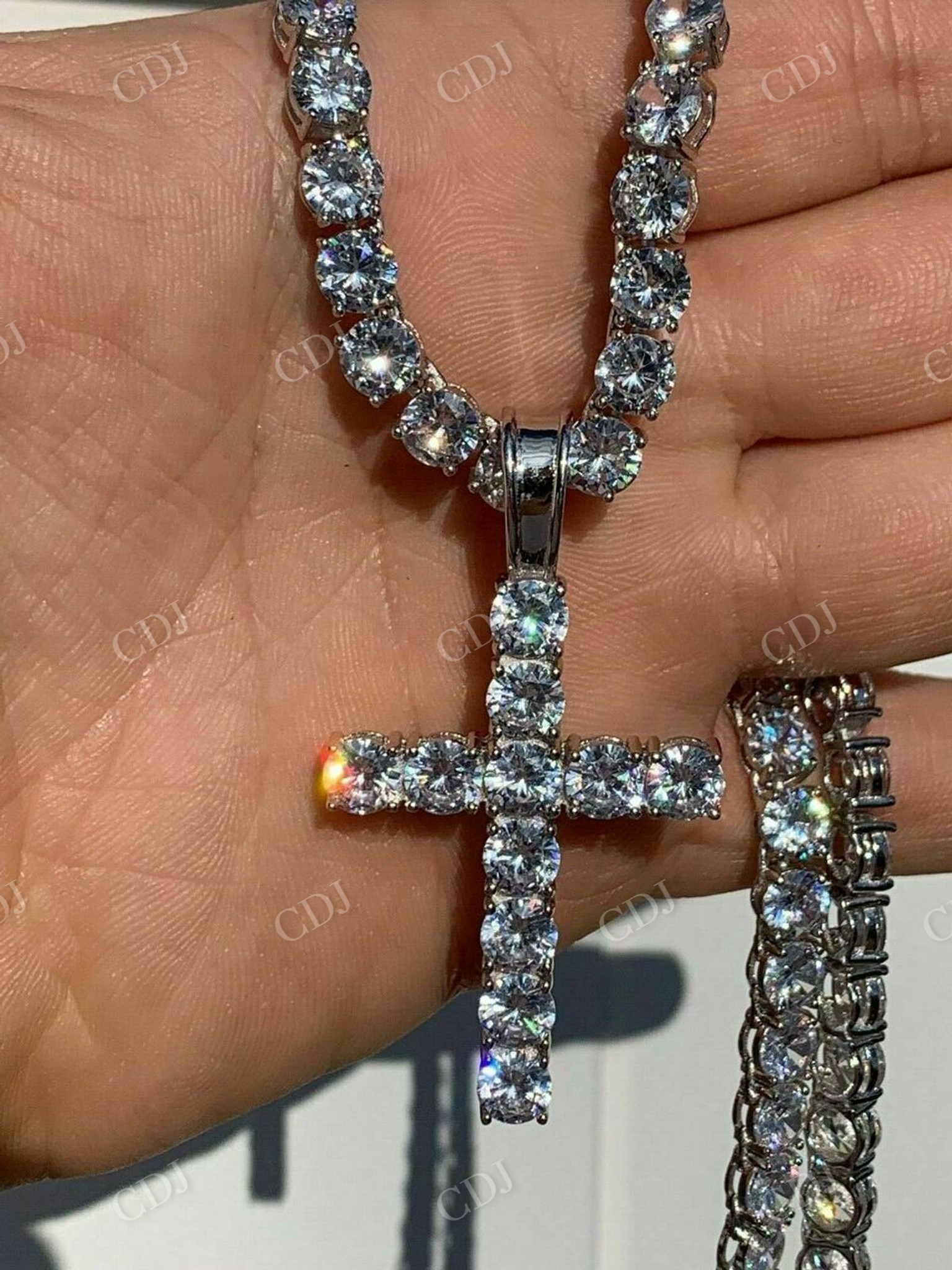 Cross Icy Bust Down Pendant  customdiamjewel   