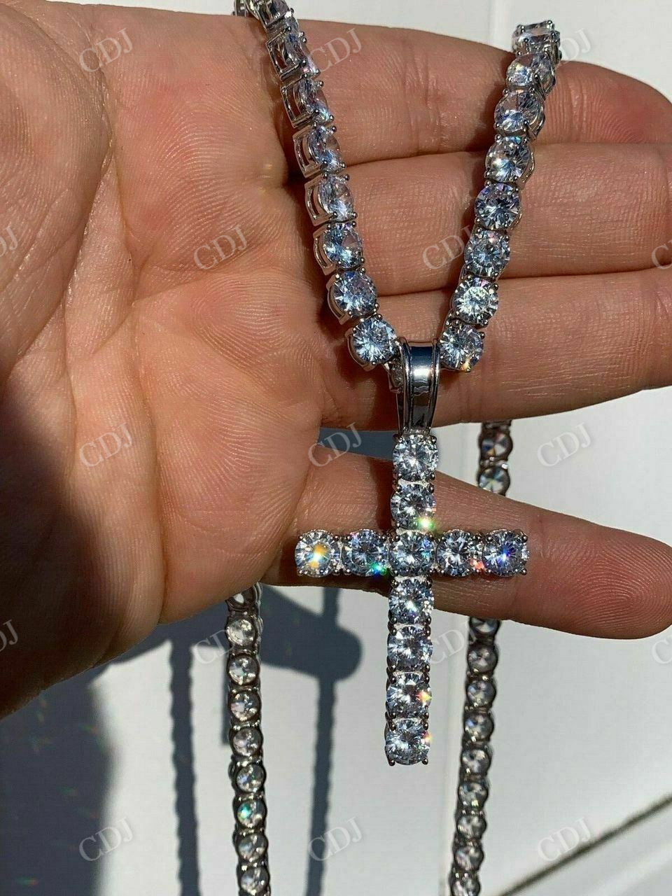 Cross Icy Bust Down Pendant  customdiamjewel   