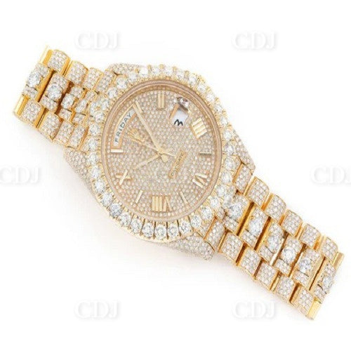 Drop Shipping Luxury Wrist Watch Hip Hop Rapper Jewelry Icy Diamond Studded Yellow Gold Plated Watch for Men Women Montre Homme