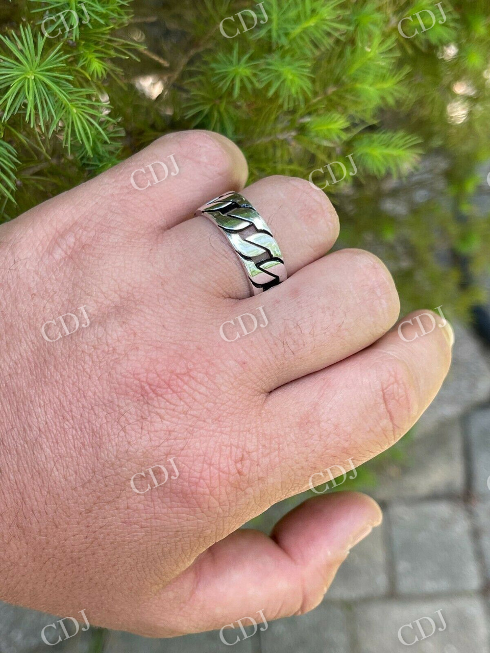 Sterling Silver Cuban link Hip Hop Band  customdiamjewel   