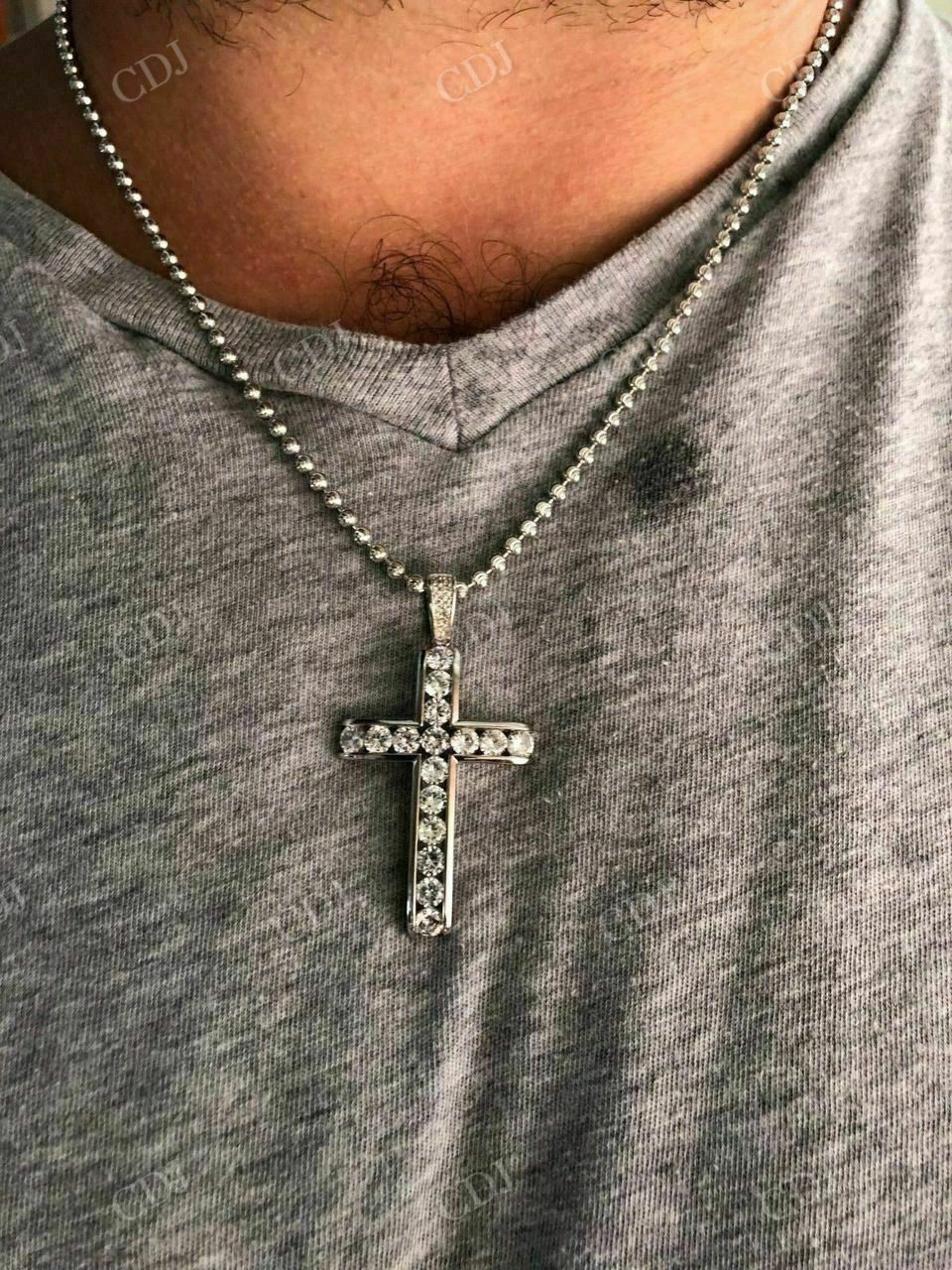 Channel Set Tennis Cross Diamond Pendant  customdiamjewel   