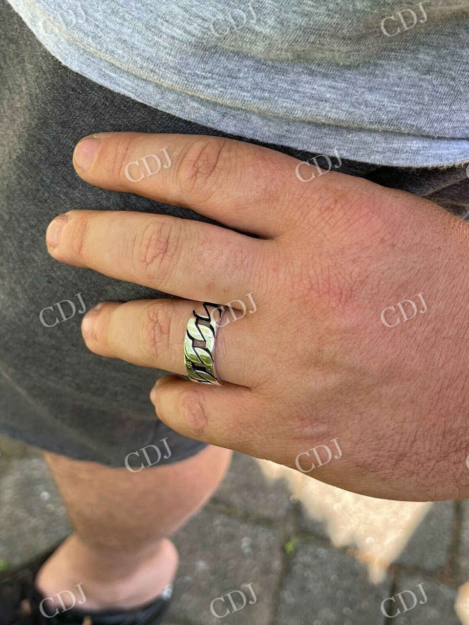 Sterling Silver Cuban link Hip Hop Band  customdiamjewel   