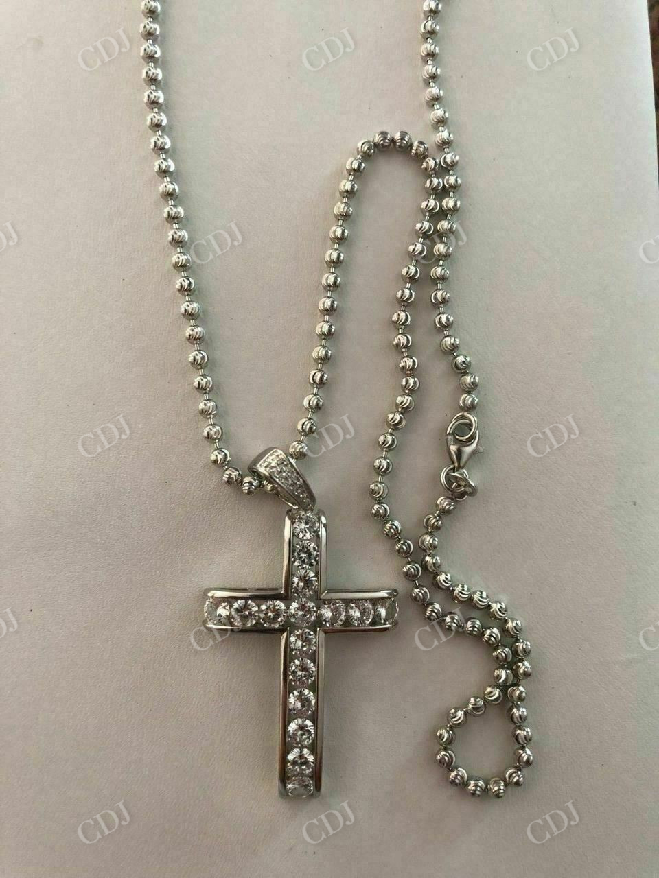 Channel Set Tennis Cross Diamond Pendant  customdiamjewel   