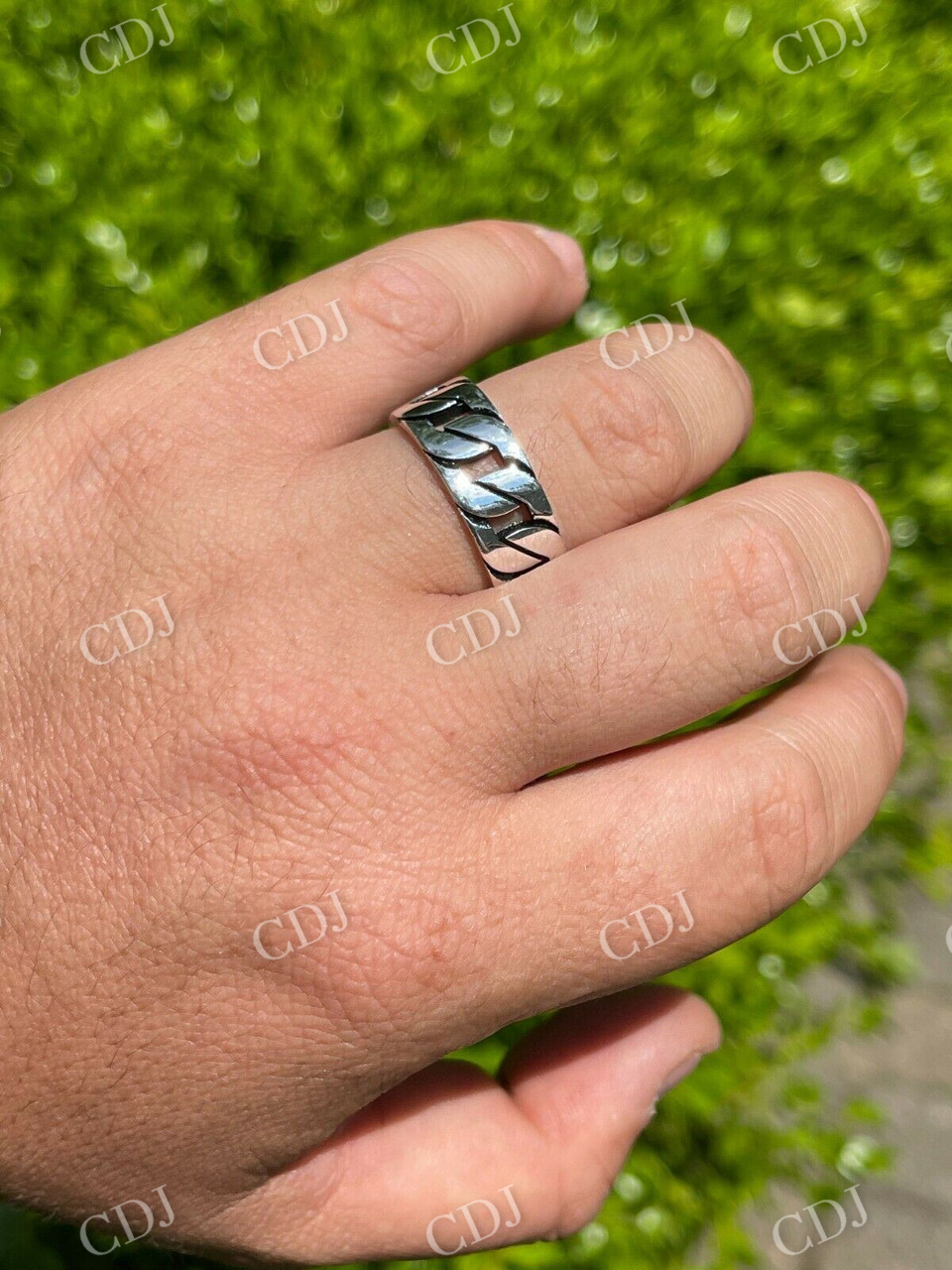 Sterling Silver Cuban link Hip Hop Band  customdiamjewel   