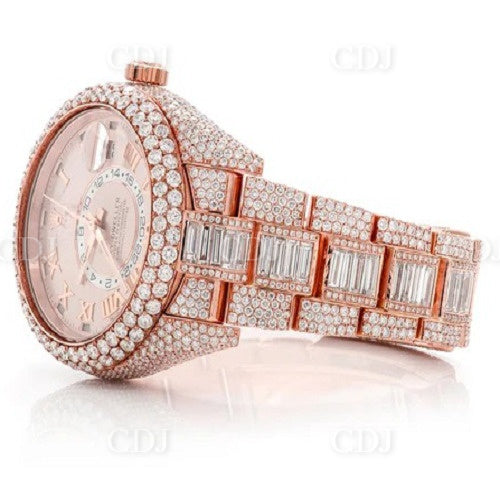 Rose Gold Plated Iced Out Sky Dweller Wrist Watch customdiamjewel