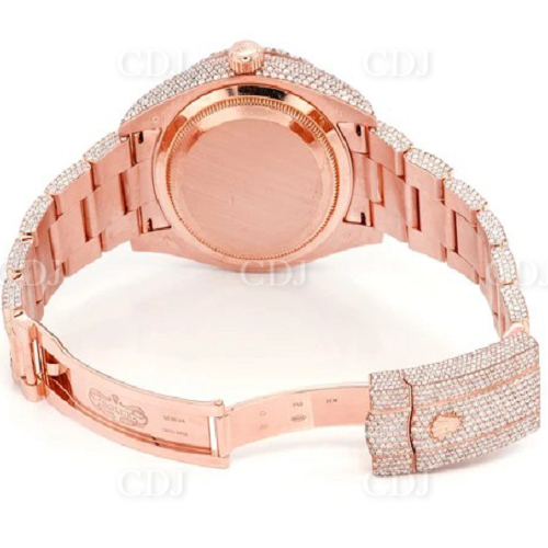 Rose Gold Plated Iced Out Sky Dweller Wrist Watch customdiamjewel