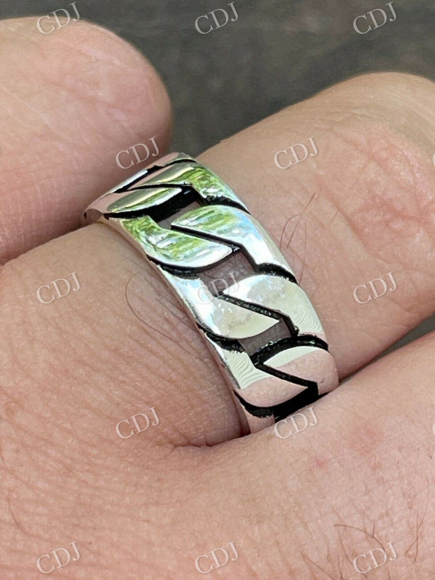 Sterling Silver Cuban link Hip Hop Band  customdiamjewel   