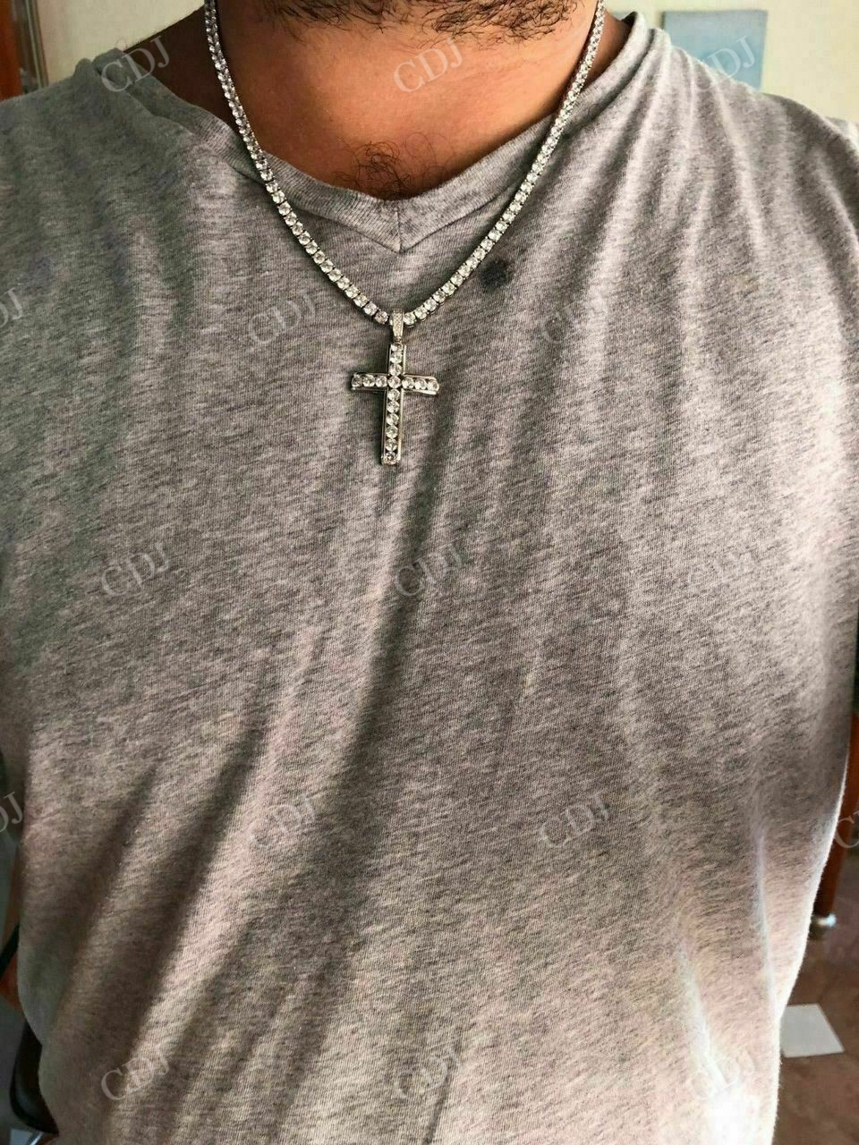 Channel Set Tennis Cross Diamond Pendant  customdiamjewel   