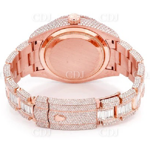 Rose Gold Plated Iced Out Sky Dweller Wrist Watch customdiamjewel