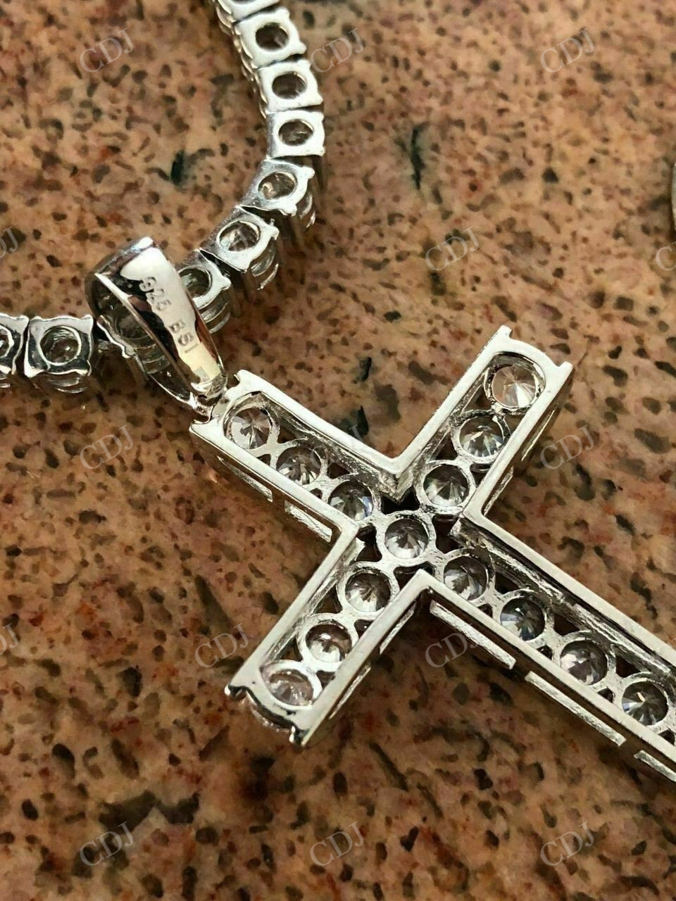 Channel Set Tennis Cross Diamond Pendant  customdiamjewel   