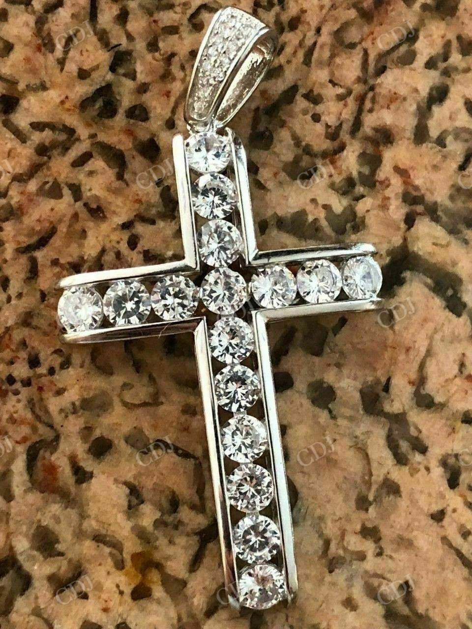 Channel Set Tennis Cross Diamond Pendant  customdiamjewel   