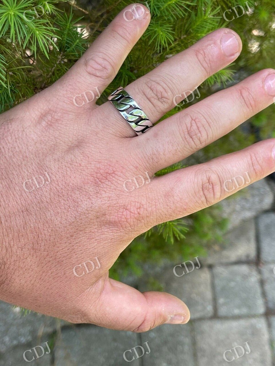 Sterling Silver Cuban link Hip Hop Band  customdiamjewel   