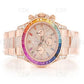 High Quality Iced Out Rainbow Diamond set Bezel Watch customdiamjewel