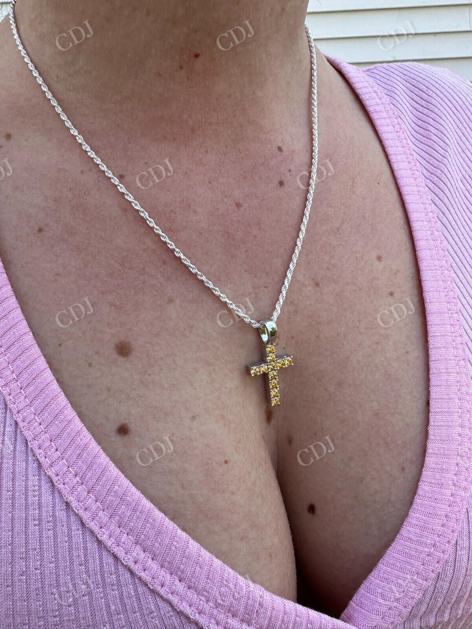 Yellow Canary Moissanite Cross Iced Hip Hop Pendant  customdiamjewel   