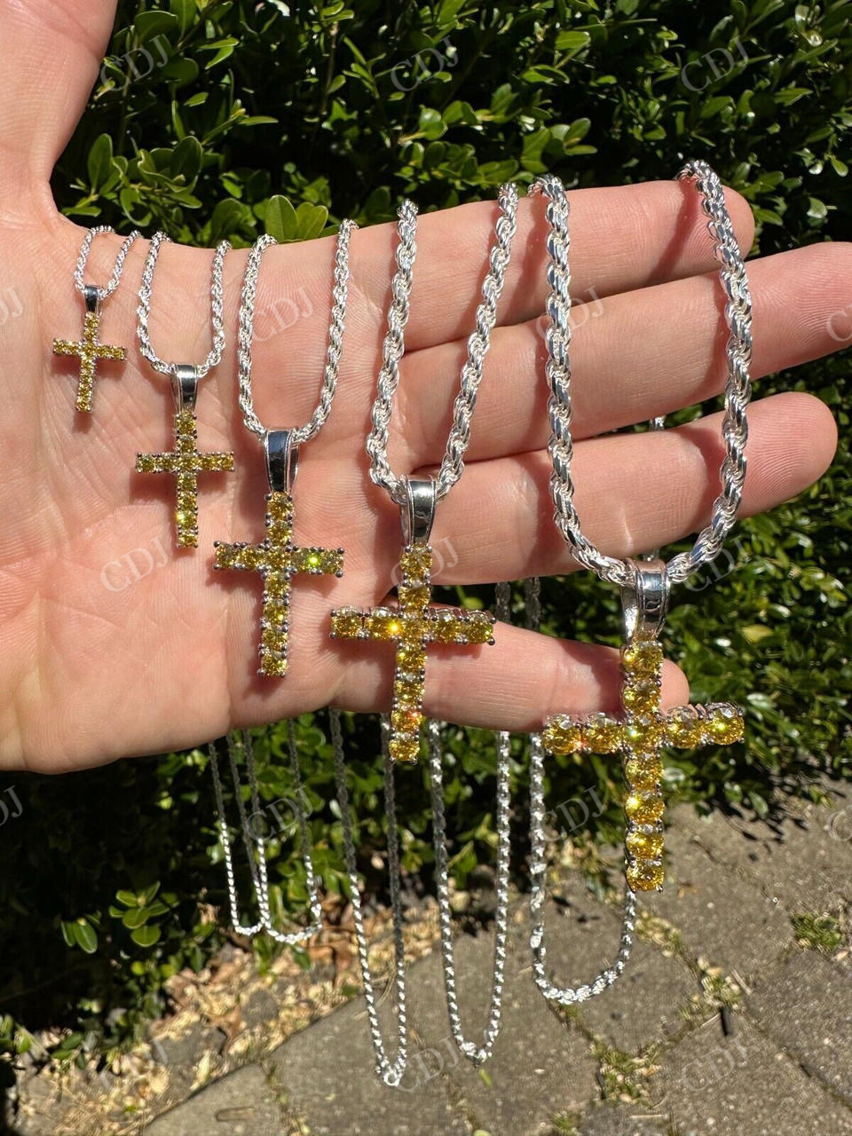 Yellow Canary Moissanite Cross Iced Hip Hop Pendant  customdiamjewel   